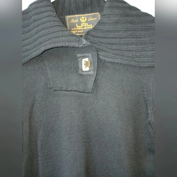 Lauren Ralph Lauren black shawl collar chunky clasp sweater women's size Medium - Picture 4 of 10